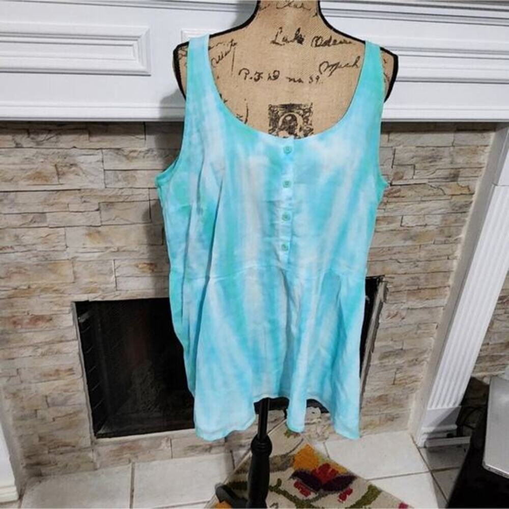 Lane Bryant Classic Henley Scoop-Neck Babydoll peplum tie dye Tank‎ plus size 18 - Picture 2 of 8